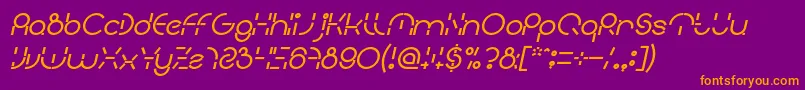 Fonte PEOPLE QUARK Bold Italic – fontes laranjas em um fundo violeta