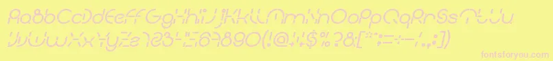 PEOPLE QUARK Bold Italic-Schriftart – Rosa Schriften auf gelbem Hintergrund