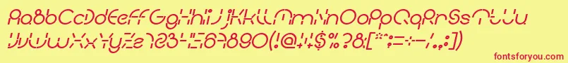 Fonte PEOPLE QUARK Bold Italic – fontes vermelhas em um fundo amarelo