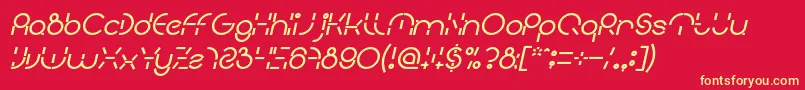 Fonte PEOPLE QUARK Bold Italic – fontes amarelas em um fundo vermelho