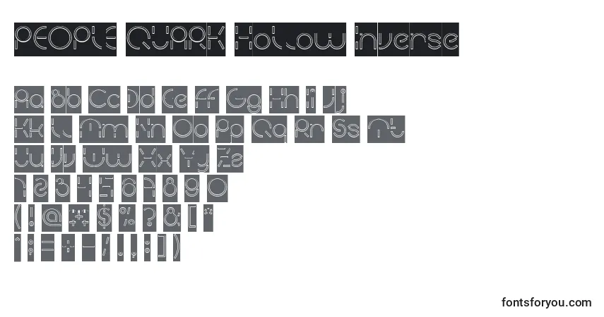 Schriftart PEOPLE QUARK Hollow Inverse – Alphabet, Zahlen, spezielle Symbole