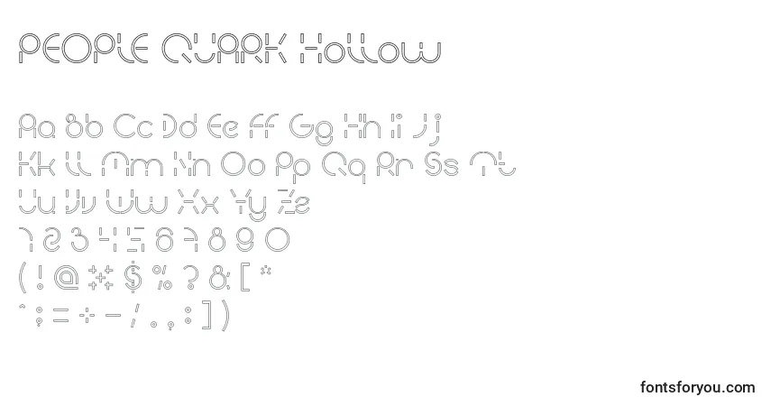 Шрифт PEOPLE QUARK Hollow – алфавит, цифры, специальные символы