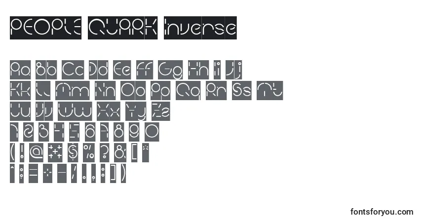Шрифт PEOPLE QUARK Inverse – алфавит, цифры, специальные символы