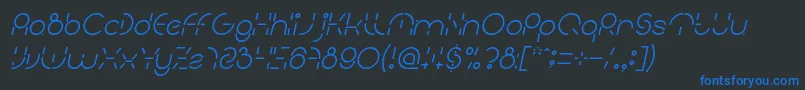 フォントPEOPLE QUARK Italic – 黒い背景に青い文字
