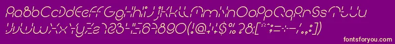 Fonte PEOPLE QUARK Italic – fontes amarelas em um fundo roxo