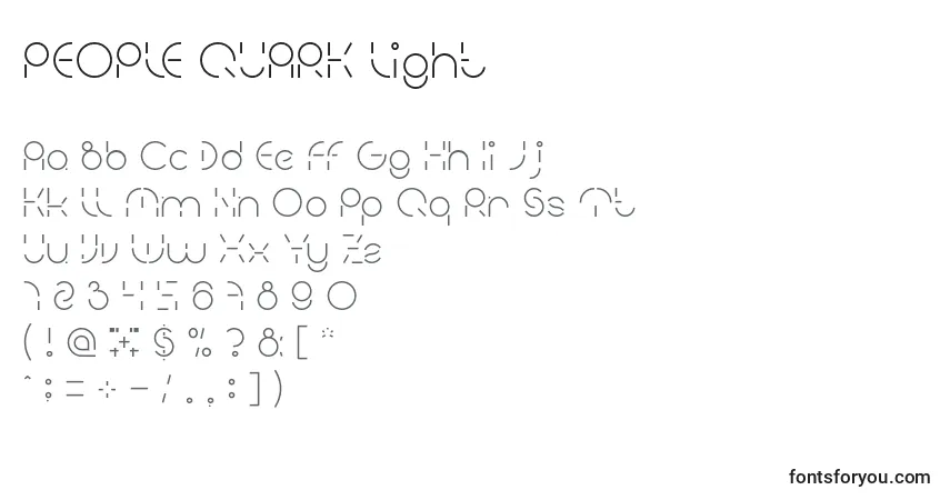 Шрифт PEOPLE QUARK Light – алфавит, цифры, специальные символы