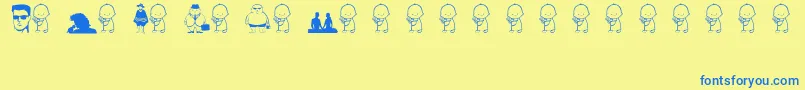 Fonte people – fontes azuis em um fundo amarelo