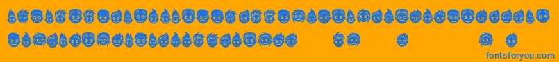 Peoples Font – Blue Fonts on Orange Background