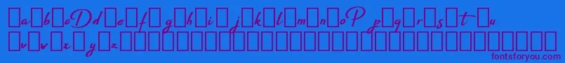 Pepitas Demo-Schriftart – Violette Schriften auf blauem Hintergrund