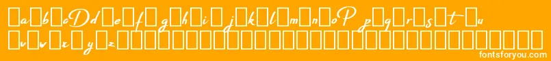 Pepitas Demo-Schriftart – Weiße Schriften auf orangefarbenem Hintergrund