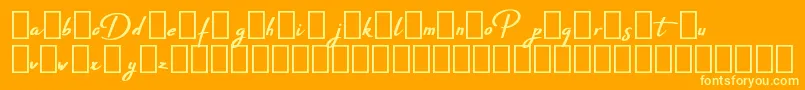 Pepitas Demo-Schriftart – Gelbe Schriften auf orangefarbenem Hintergrund