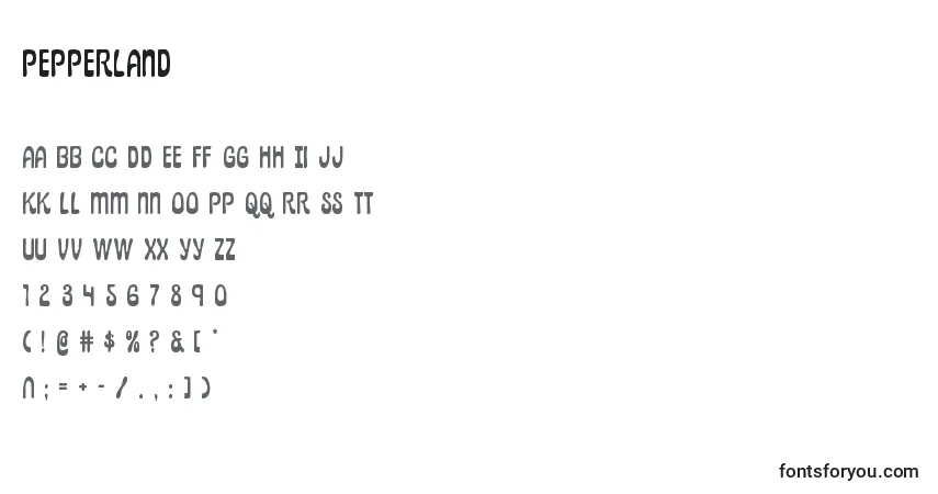 Czcionka Pepperland – alfabet, cyfry, specjalne znaki