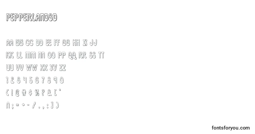 Schriftart Pepperland3d – Alphabet, Zahlen, spezielle Symbole