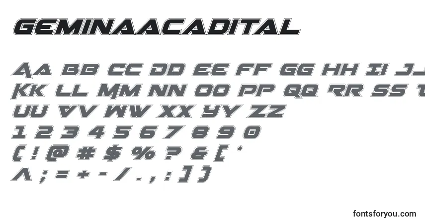 Шрифт Geminaacadital – алфавит, цифры, специальные символы