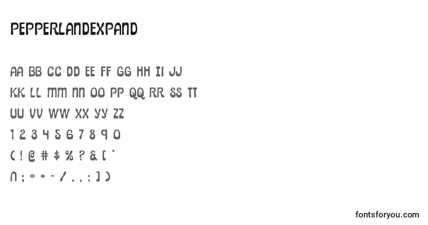 Schriftart Pepperlandexpand – Alphabet, Zahlen, spezielle Symbole