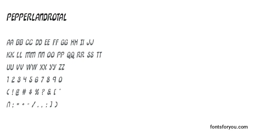 Czcionka Pepperlandrotal – alfabet, cyfry, specjalne znaki