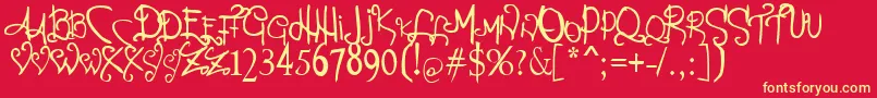 Percance Fatal-Schriftart – Gelbe Schriften auf rotem Hintergrund