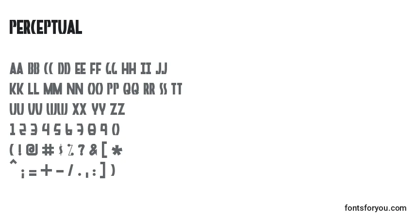 Czcionka Perceptual – alfabet, cyfry, specjalne znaki