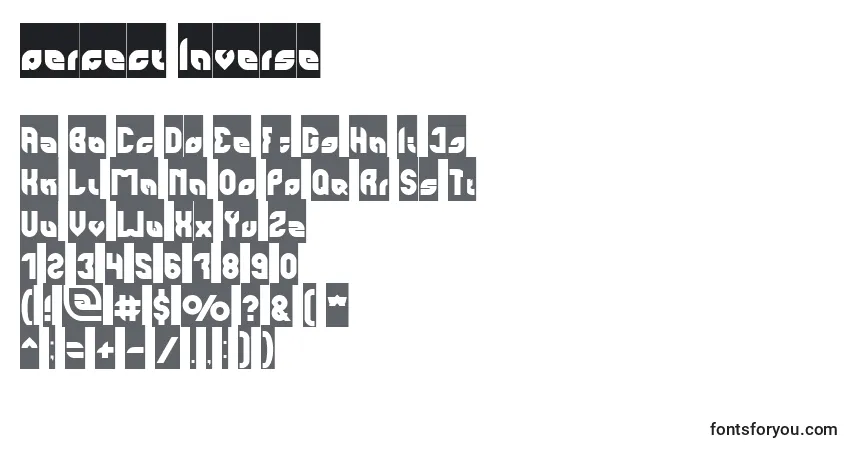 Czcionka Perfect Inverse – alfabet, cyfry, specjalne znaki