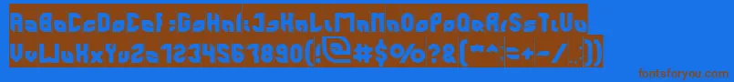 フォントperfect Inverse – 茶色の文字が青い背景にあります。