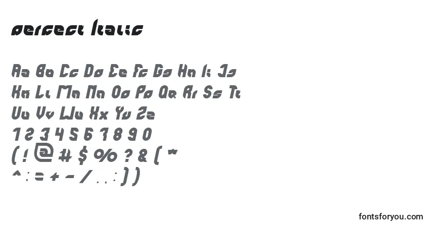Police Perfect Italic - Alphabet, Chiffres, Caractères Spéciaux