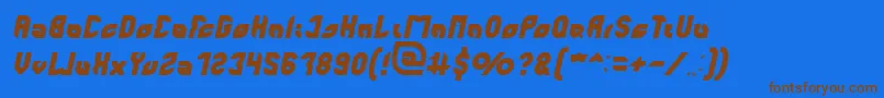 perfect Italic-Schriftart – Braune Schriften auf blauem Hintergrund