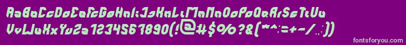 perfect Italic-Schriftart – Grüne Schriften auf violettem Hintergrund