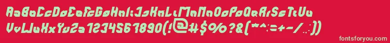 Fonte perfect Italic – fontes verdes em um fundo vermelho