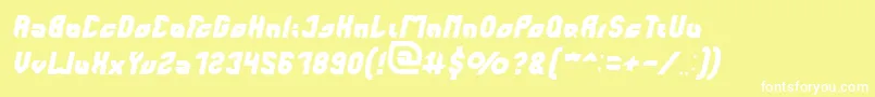 perfect Italic-fontti – valkoiset fontit keltaisella taustalla