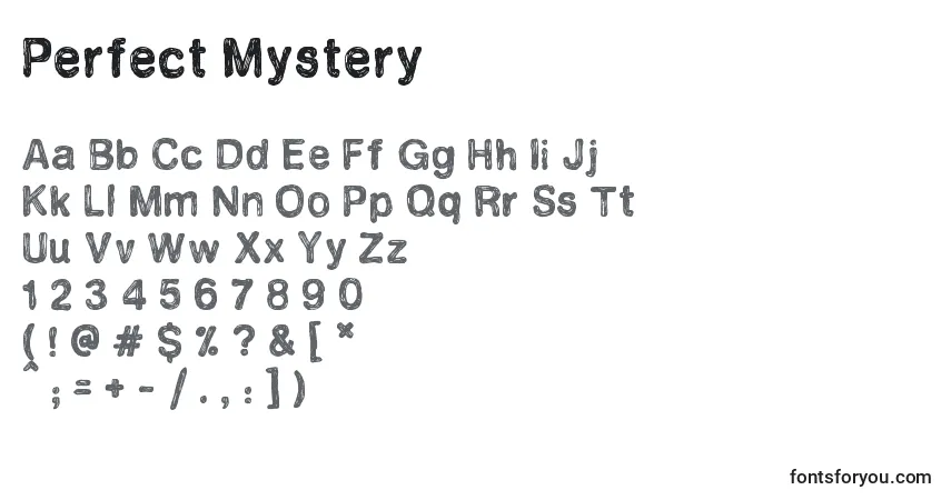 A fonte Perfect Mystery – alfabeto, números, caracteres especiais