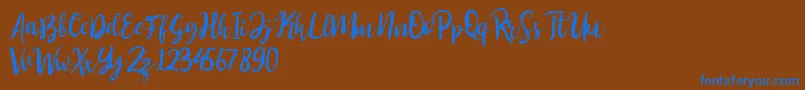 Perfect Sweet-Schriftart – Blaue Schriften auf braunem Hintergrund