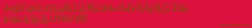 Saiba mais sobre a fonte Perfect Sweet Fonte Perfect Sweet – fontes marrons em um fundo vermelho