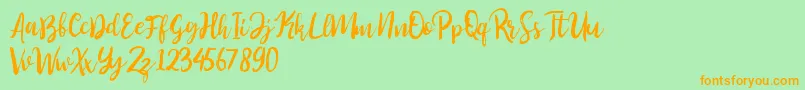 Perfect Sweet-Schriftart – Orangefarbene Schriften auf grünem Hintergrund