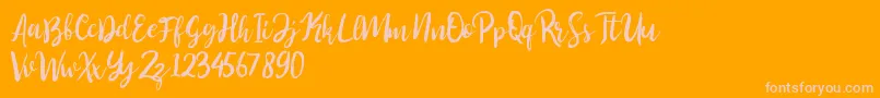 Perfect Sweet-Schriftart – Rosa Schriften auf orangefarbenem Hintergrund