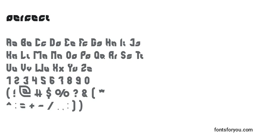 Schriftart Perfect (136704) – Alphabet, Zahlen, spezielle Symbole