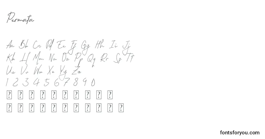 Шрифт Permata – алфавит, цифры, специальные символы