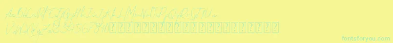 Permata-Schriftart – Grüne Schriften auf gelbem Hintergrund