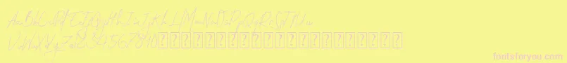 Permata-Schriftart – Rosa Schriften auf gelbem Hintergrund