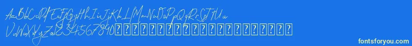 フォントPermata – 黄色の文字、青い背景