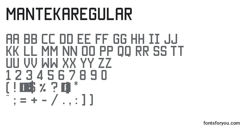 Czcionka MantekaRegular – alfabet, cyfry, specjalne znaki
