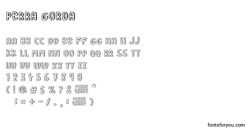 A fonte Perra Gorda – alfabeto, números, caracteres especiais
