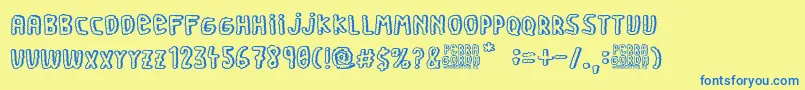 Perra Gorda Font – Blue Fonts on Yellow Background