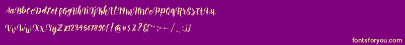 Perrota Script Free Demo Font – Yellow Fonts on Purple Background