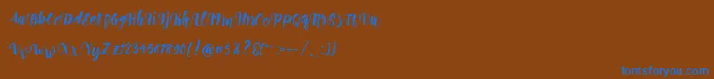 Czcionka Perrota Script Free Demo – niebieskie czcionki na brązowym tle