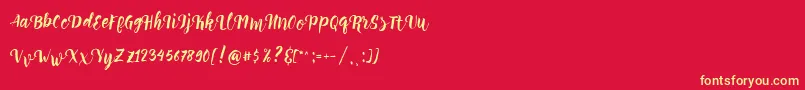 Perrota Script Free Demo-Schriftart – Gelbe Schriften auf rotem Hintergrund