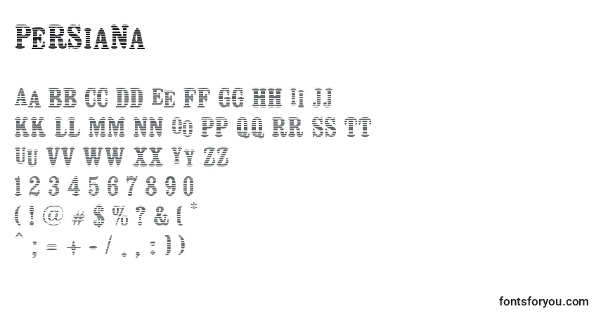 Persiana Font – alphabet, numbers, special characters