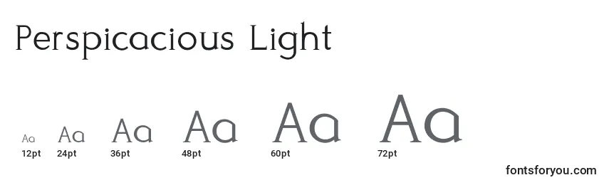 Размеры шрифта Perspicacious Light