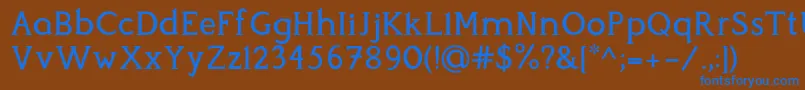 フォントPerspicacious Medium – 茶色の背景に青い文字