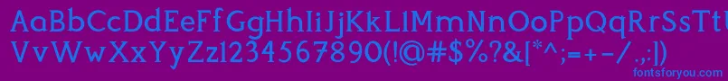 フォントPerspicacious Medium – 紫色の背景に青い文字