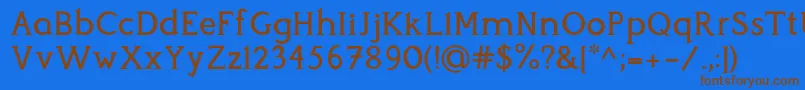 フォントPerspicacious Medium – 茶色の文字が青い背景にあります。